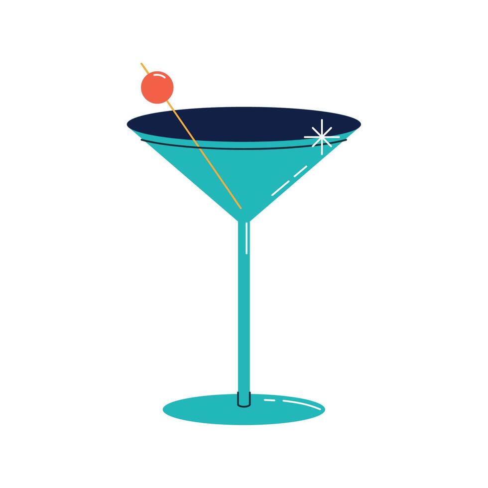 cocktail cup with cherry vector