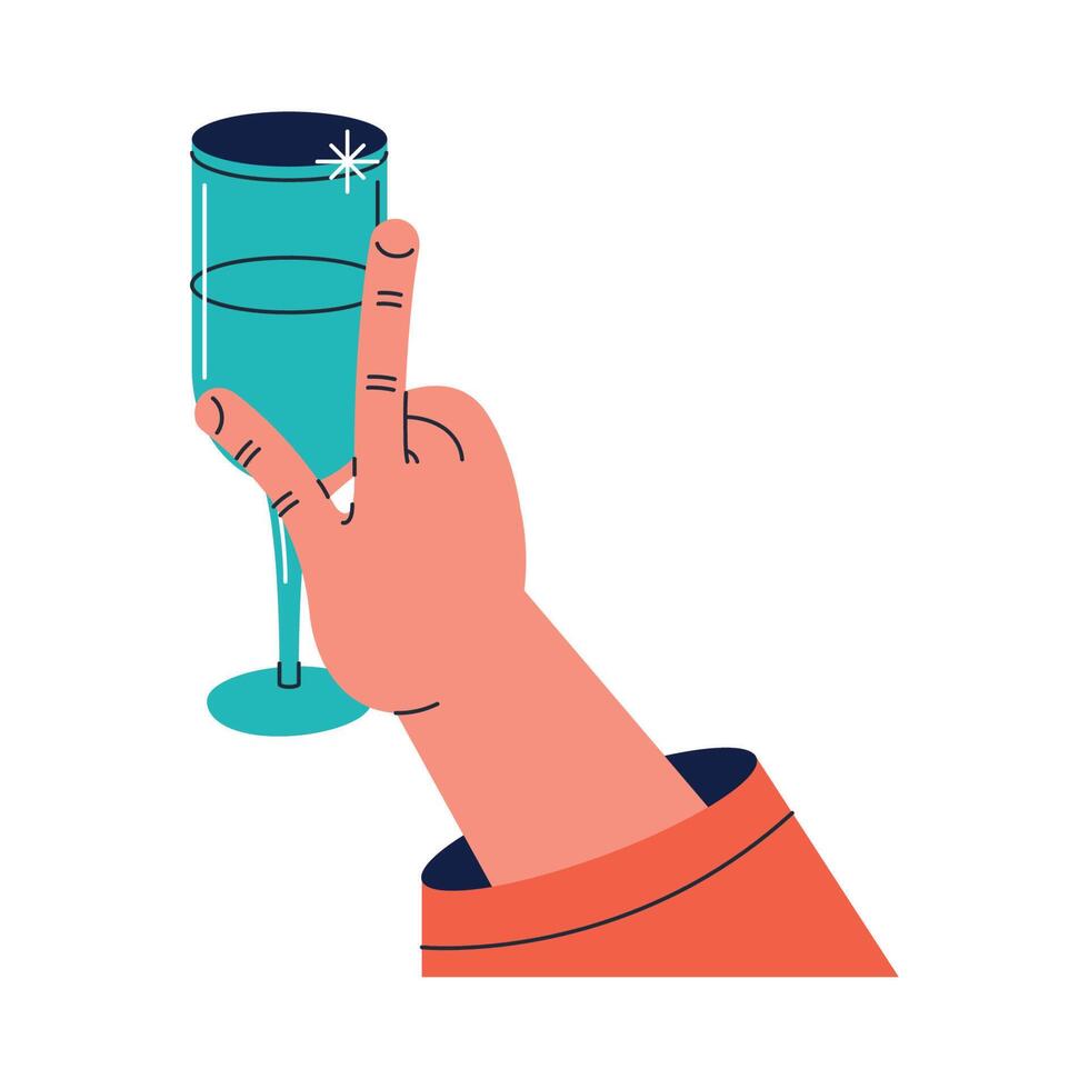 hand with wine cup vector