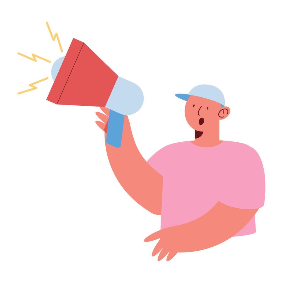 man with megaphone device 16976808 Vector Art at Vecteezy