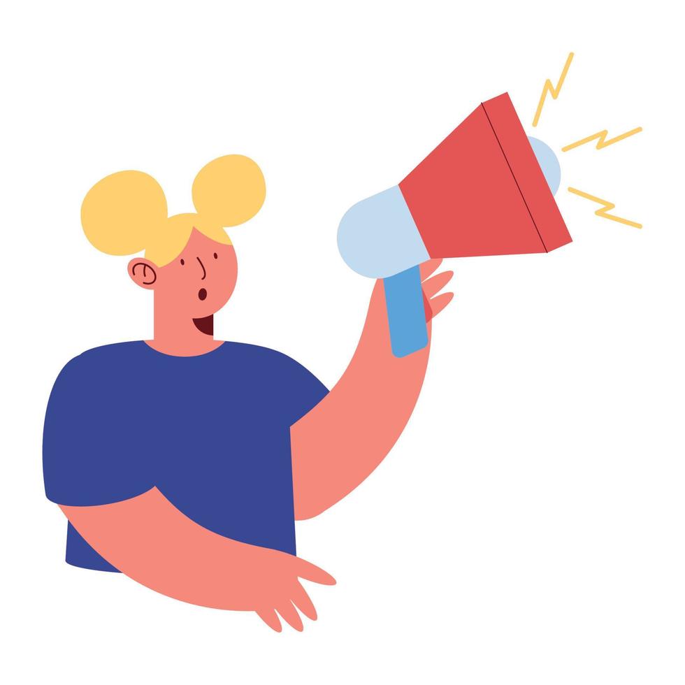 woman with megaphone device vector