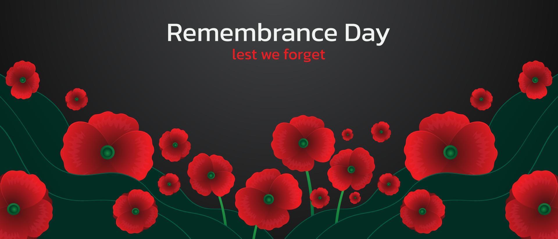 Remembrance day concept, Background with beautiful red poppies. Vector illustration, A poppy flower banner vector