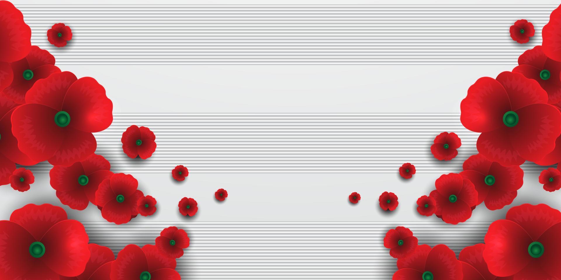 Remembrance day concept, Background with beautiful red poppies. Vector illustration, A poppy flower banner vector