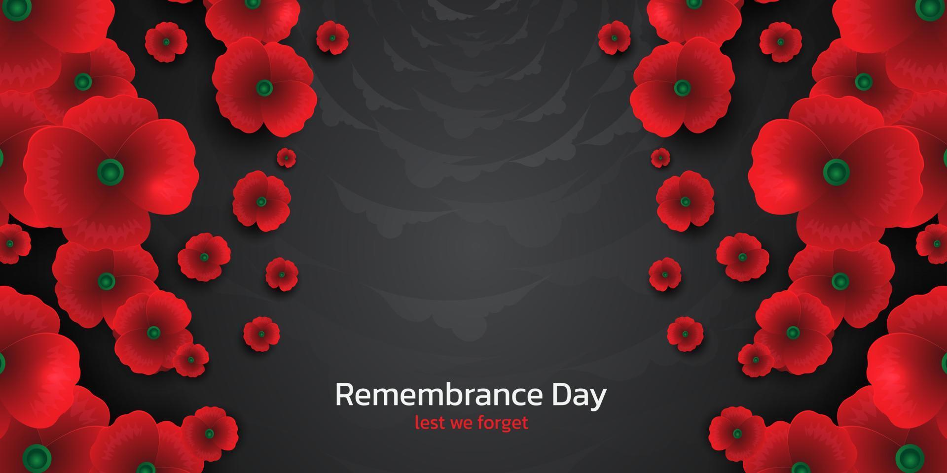 Remembrance day concept, Background with beautiful red poppies. Vector illustration, A poppy flower banner vector