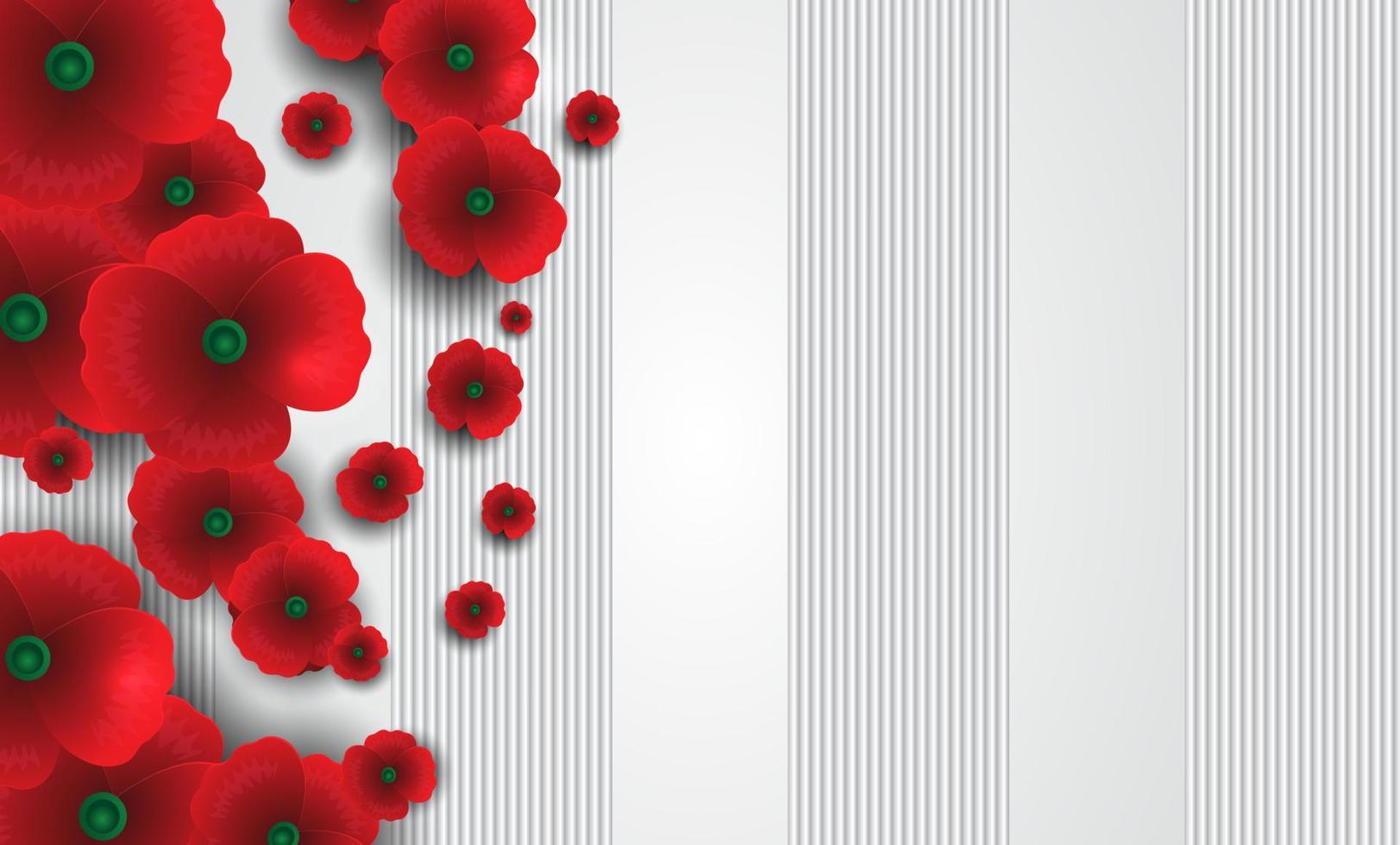 concepto del día del recuerdo, fondo con hermosas amapolas rojas. ilustración vectorial, un vector de banner de flor de amapola