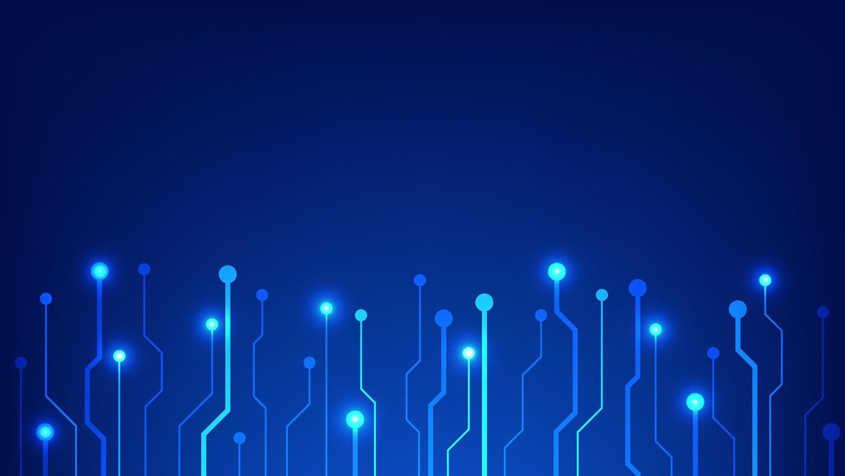 Hi tech digital circuit board. AI pad and electrical lines connected on blue lighting background. futuristic technology design element concept vector