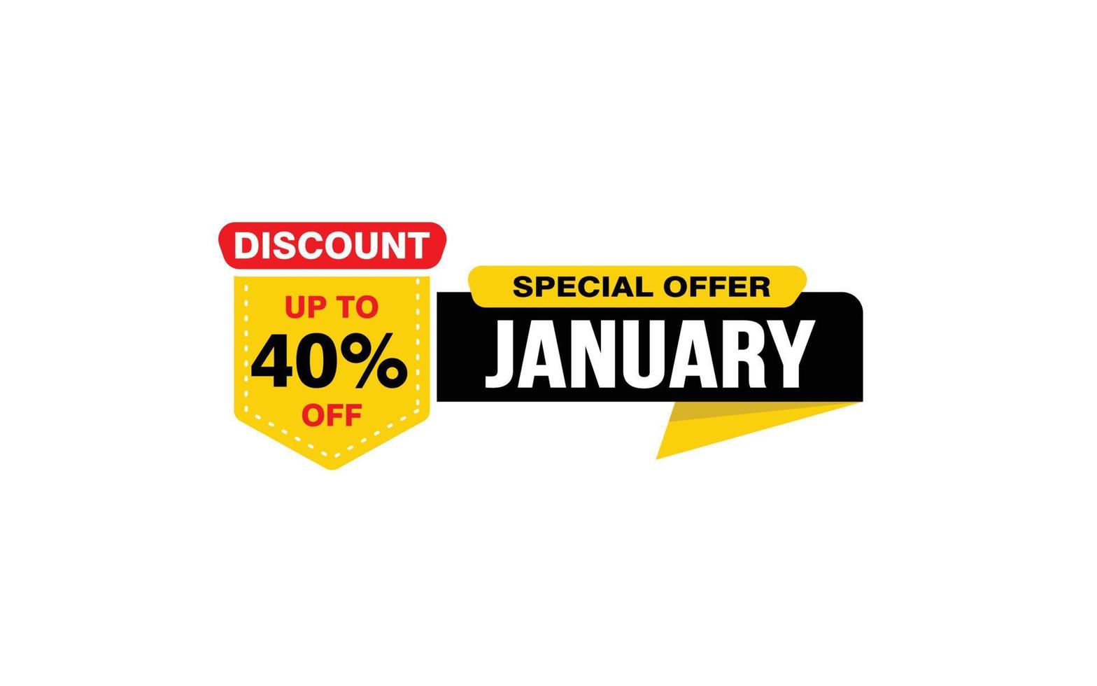 40 Percent JANUARY discount offer, clearance, promotion banner layout with sticker style. vector