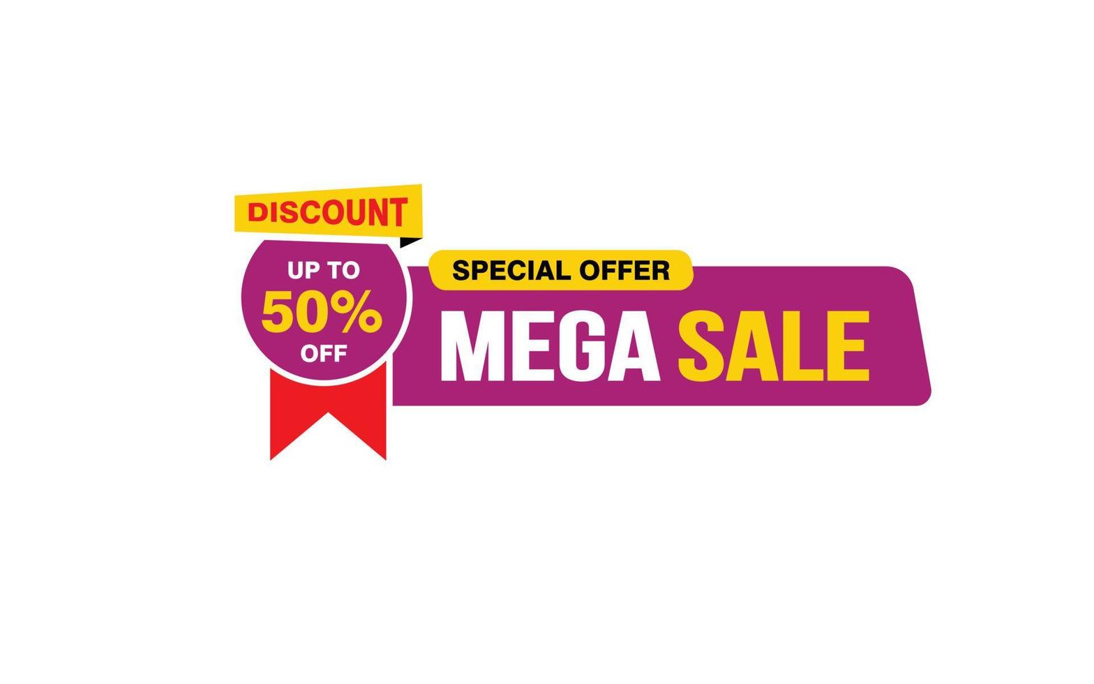 50 Percent MEGA SALE offer, clearance, promotion banner layout with sticker style. vector