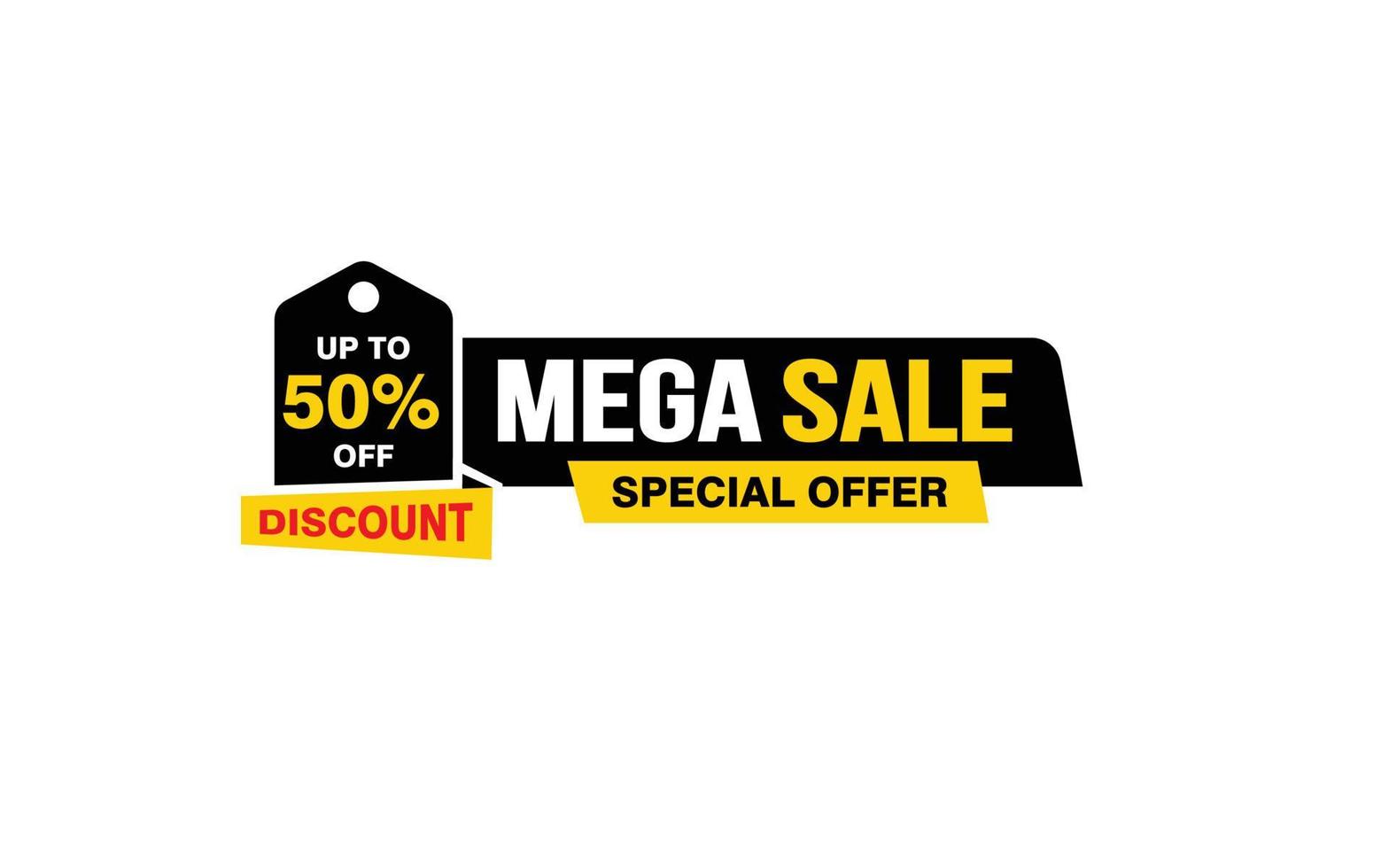 50 Percent MEGA SALE offer, clearance, promotion banner layout with sticker style. vector