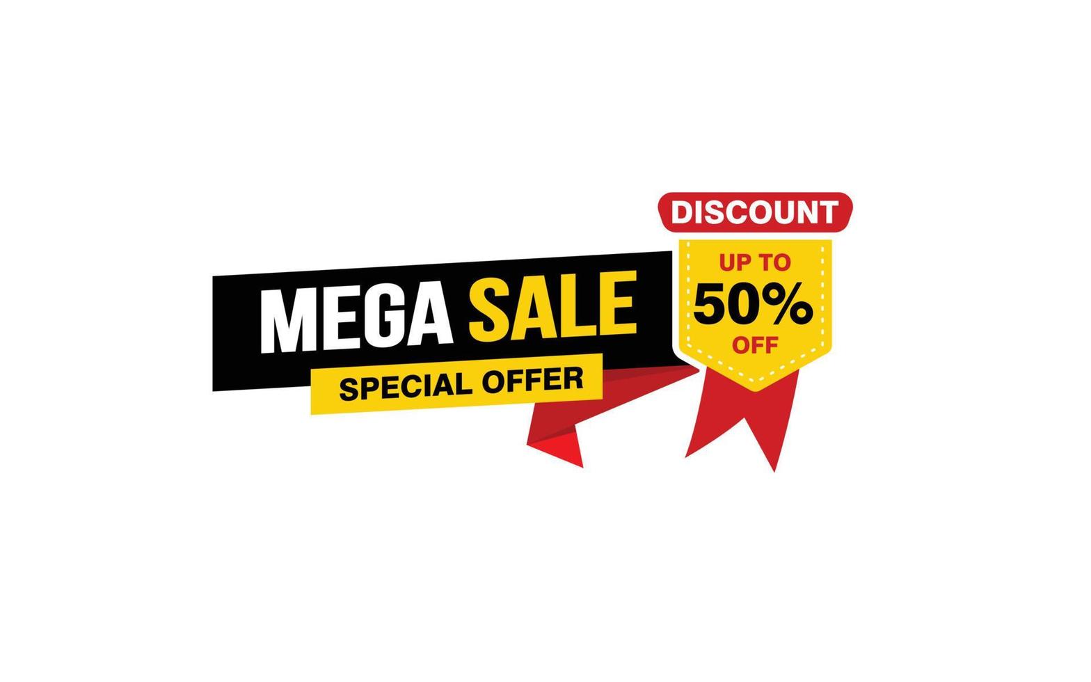 50 Percent MEGA SALE offer, clearance, promotion banner layout with sticker style. vector