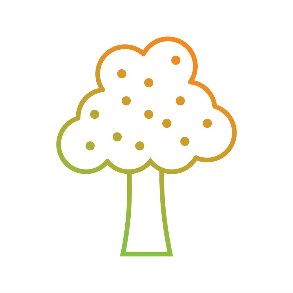 icono de vector de línea de árbol de fruta hermosa