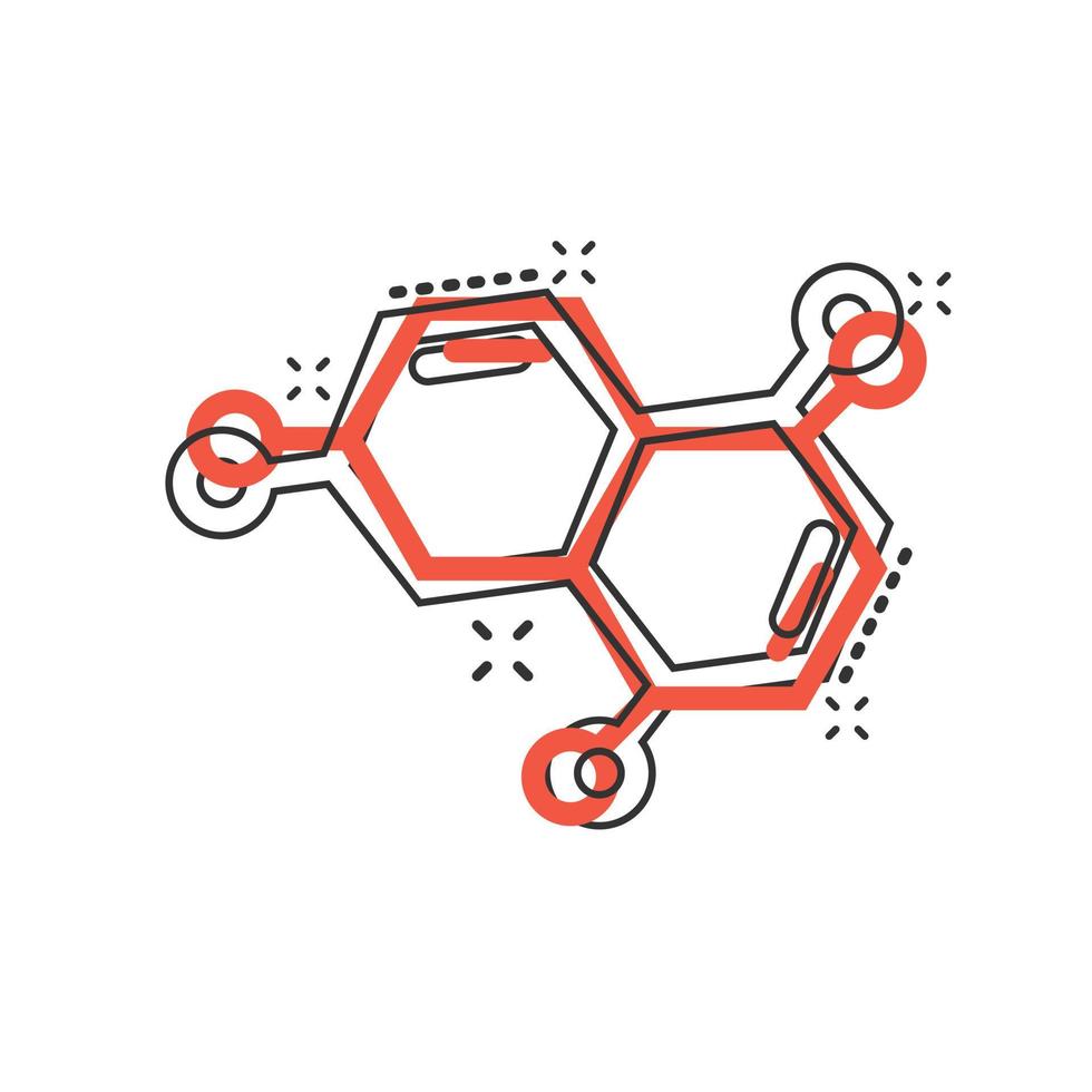 Science icon in comic style. Dna cell cartoon vector illustration on white isolated background. Molecule evolution splash effect business concept.