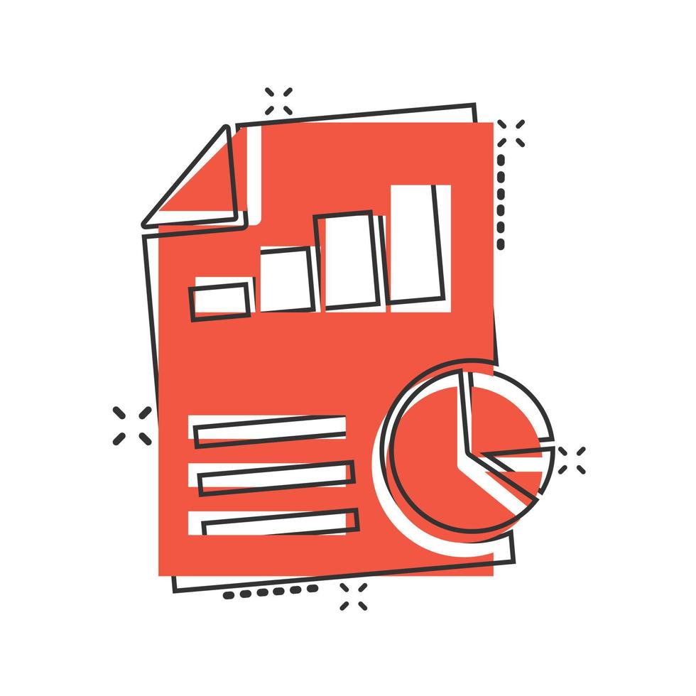 Financial statement icon in comic style. Document cartoon vector illustration on white isolated background. Report splash effect business concept.