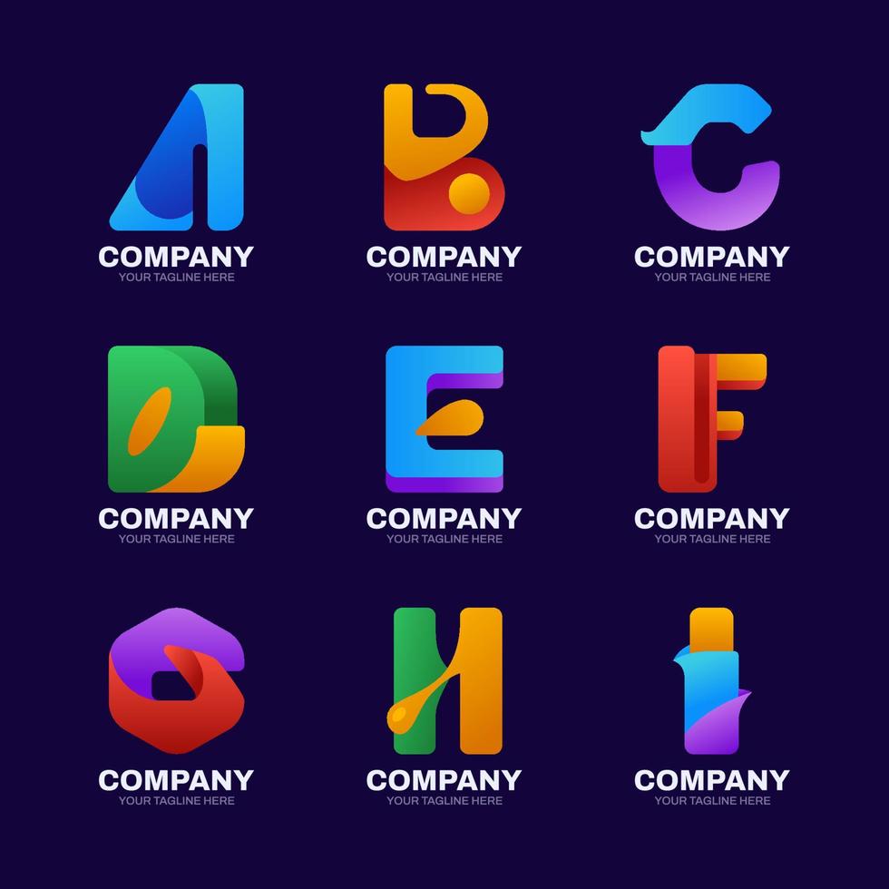 Various 3D Alphabet Logo Set vector