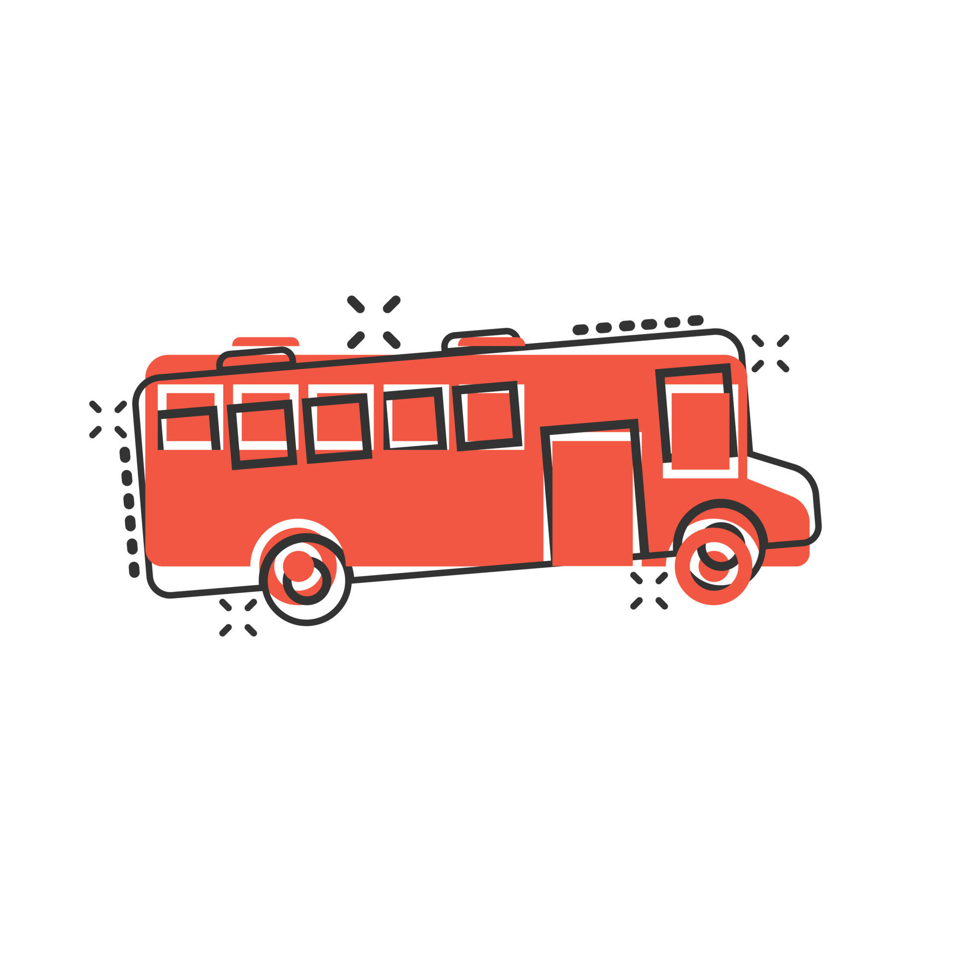 Bus icon in comic style. Coach cartoon vector illustration on white  isolated background. Autobus vehicle splash effect business concept.  16988674 Vector Art at Vecteezy