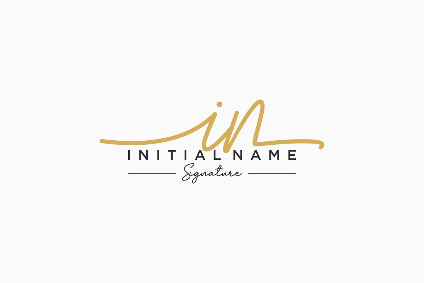 Initial IN signature logo template vector. Hand drawn Calligraphy lettering Vector illustration.