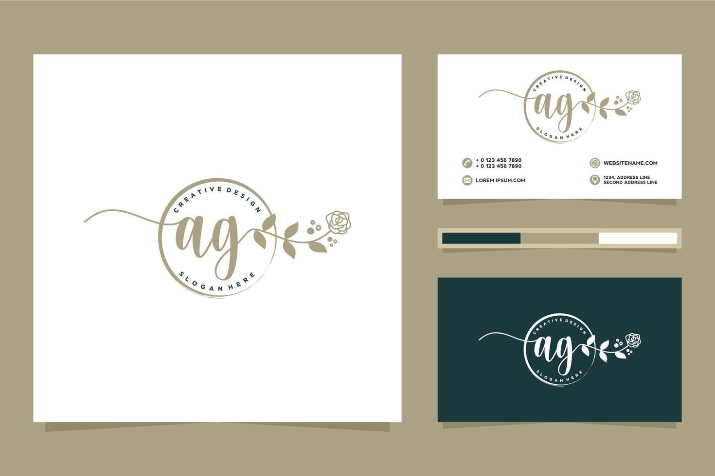 Initial AG Feminine logo collections and business card templat Premium Vector