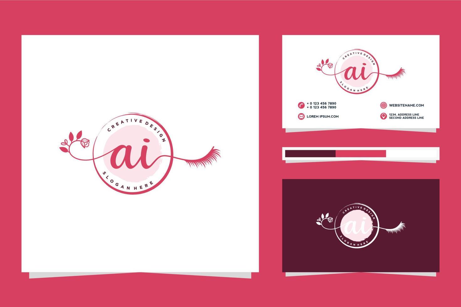 colecciones iniciales de logotipos femeninos ai y vector premium de plantilla de tarjeta de visita