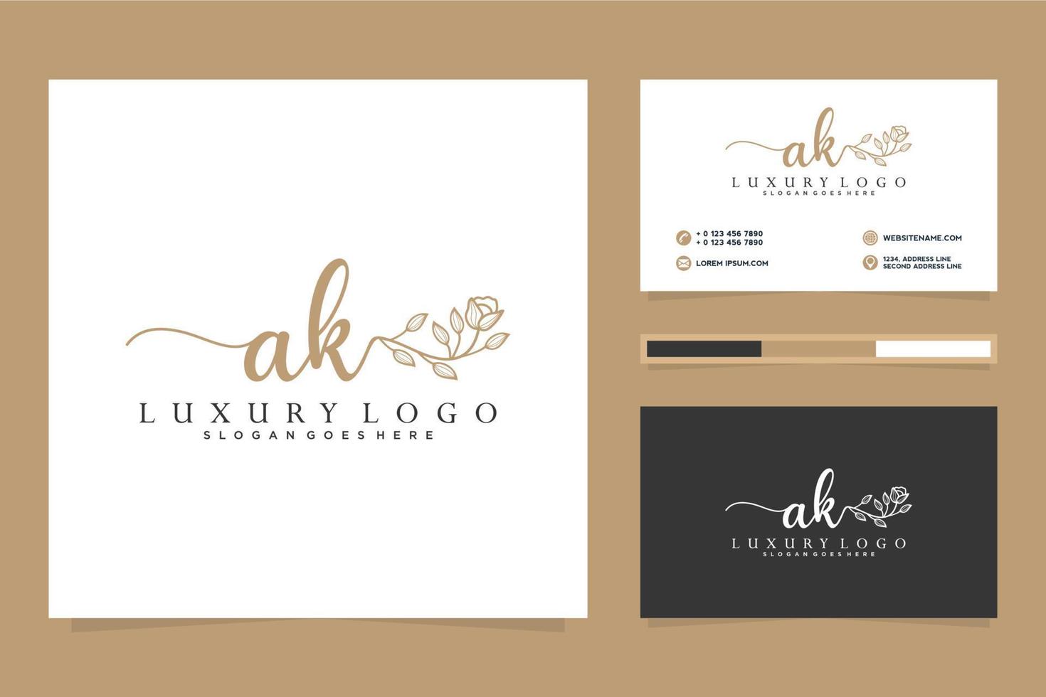 Initial AK Feminine logo collections and business card templat Premium Vector