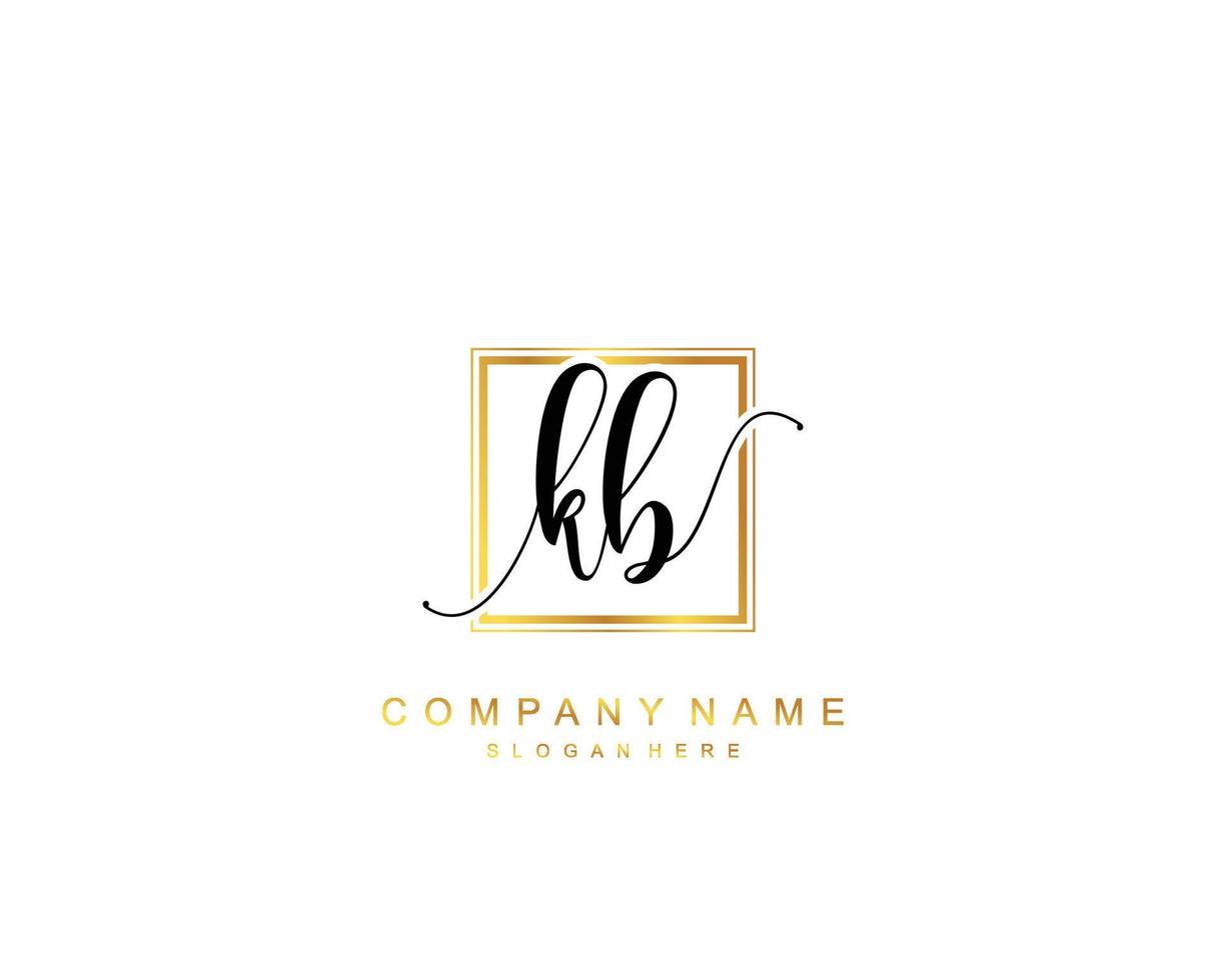 Initial KB beauty monogram and elegant logo design, handwriting logo of initial signature, wedding, fashion, floral and botanical with creative template. vector