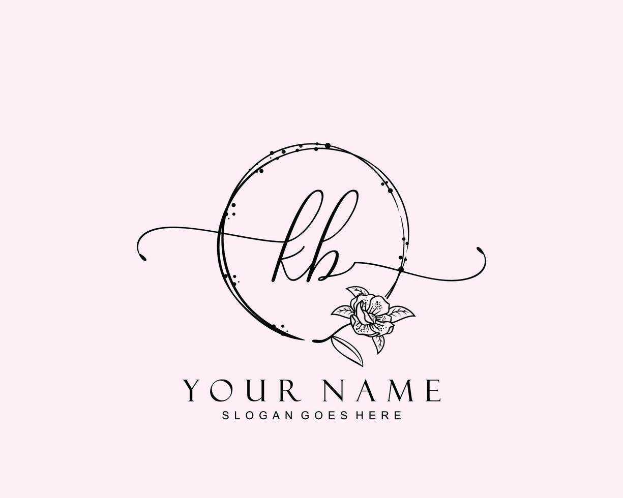 monograma de belleza kv inicial y diseño de logotipo elegante, logotipo de escritura a mano de firma inicial, boda, moda, floral y botánica con plantilla creativa. vector