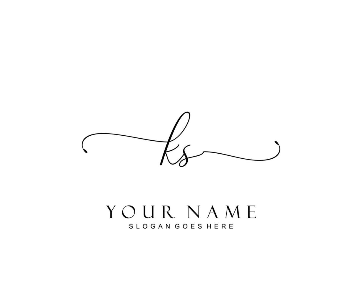 Initial KS beauty monogram and elegant logo design, handwriting logo of initial signature, wedding, fashion, floral and botanical with creative template. vector