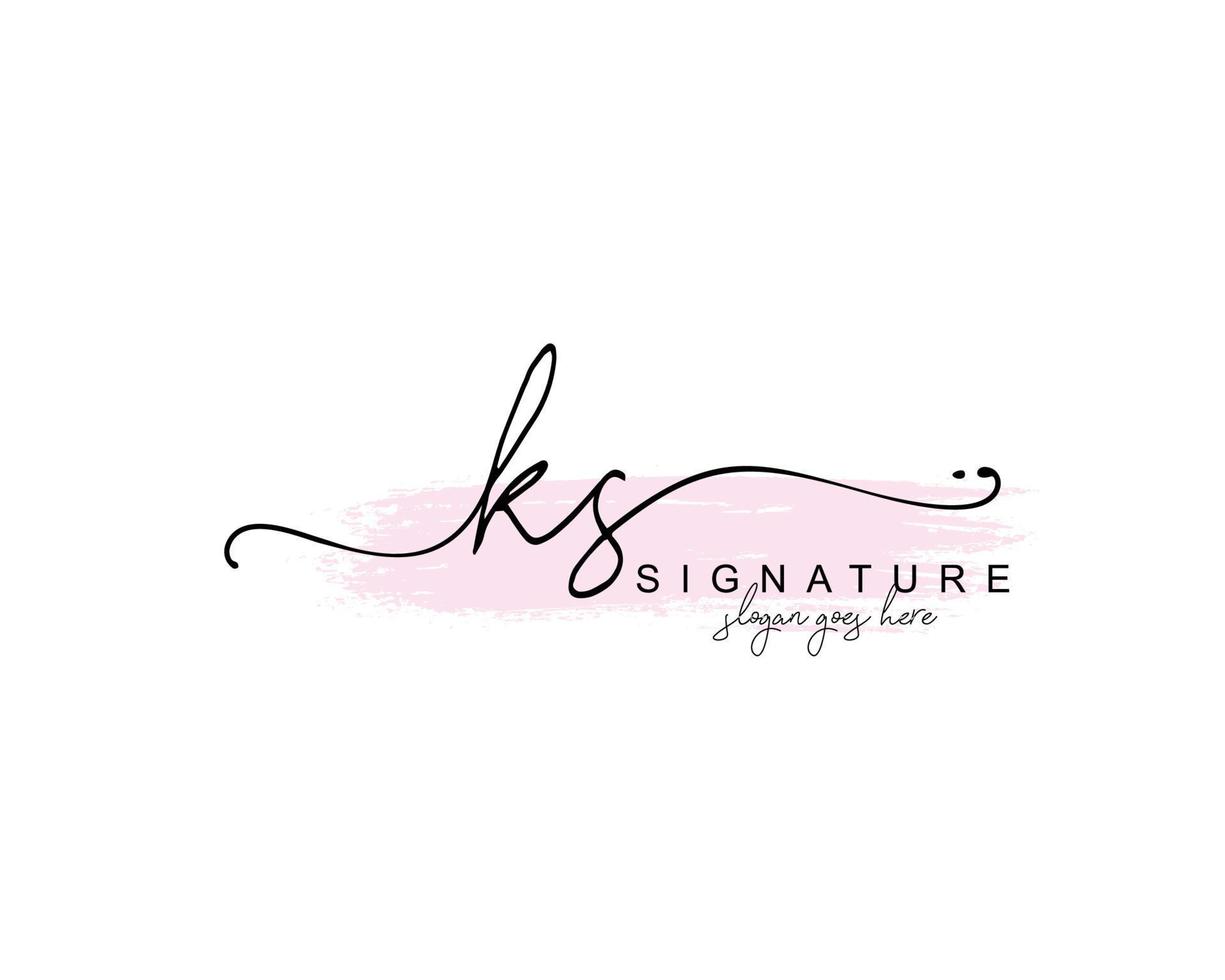 Initial KS beauty monogram and elegant logo design, handwriting logo of initial signature, wedding, fashion, floral and botanical with creative template. vector