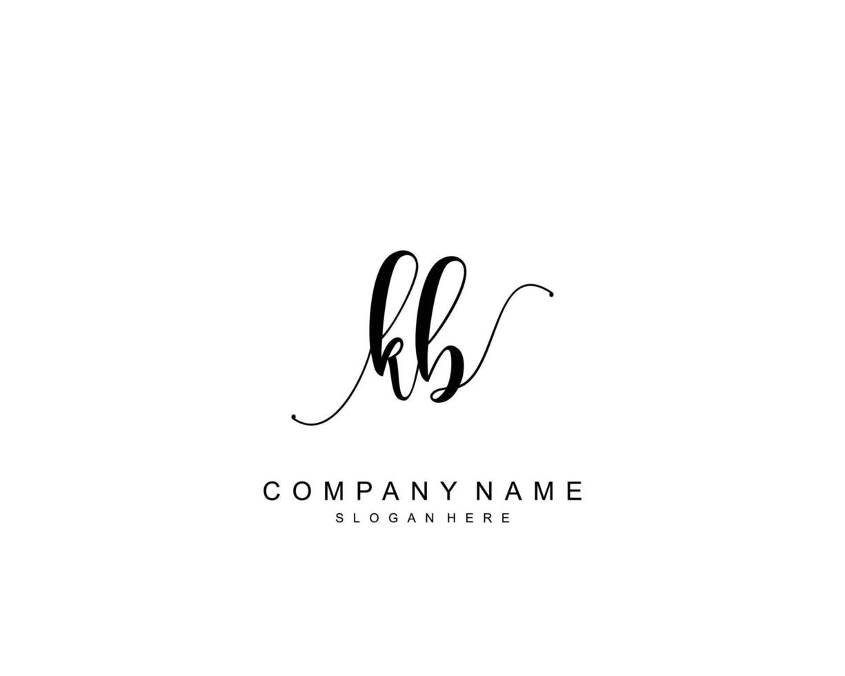 Initial KB beauty monogram and elegant logo design, handwriting logo of initial signature, wedding, fashion, floral and botanical with creative template. vector