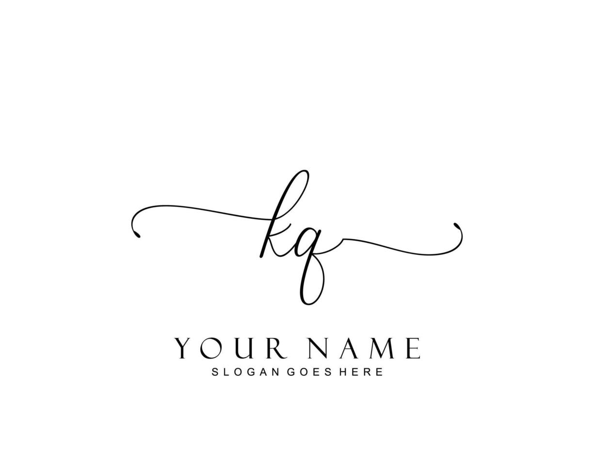 Initial KQ beauty monogram and elegant logo design, handwriting logo of initial signature, wedding, fashion, floral and botanical with creative template. vector