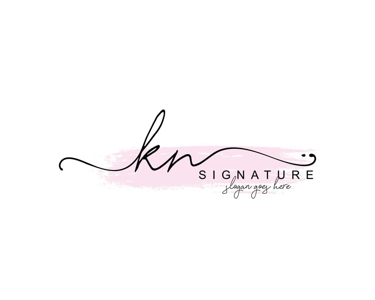 Initial KN beauty monogram and elegant logo design, handwriting logo of initial signature, wedding, fashion, floral and botanical with creative template. vector