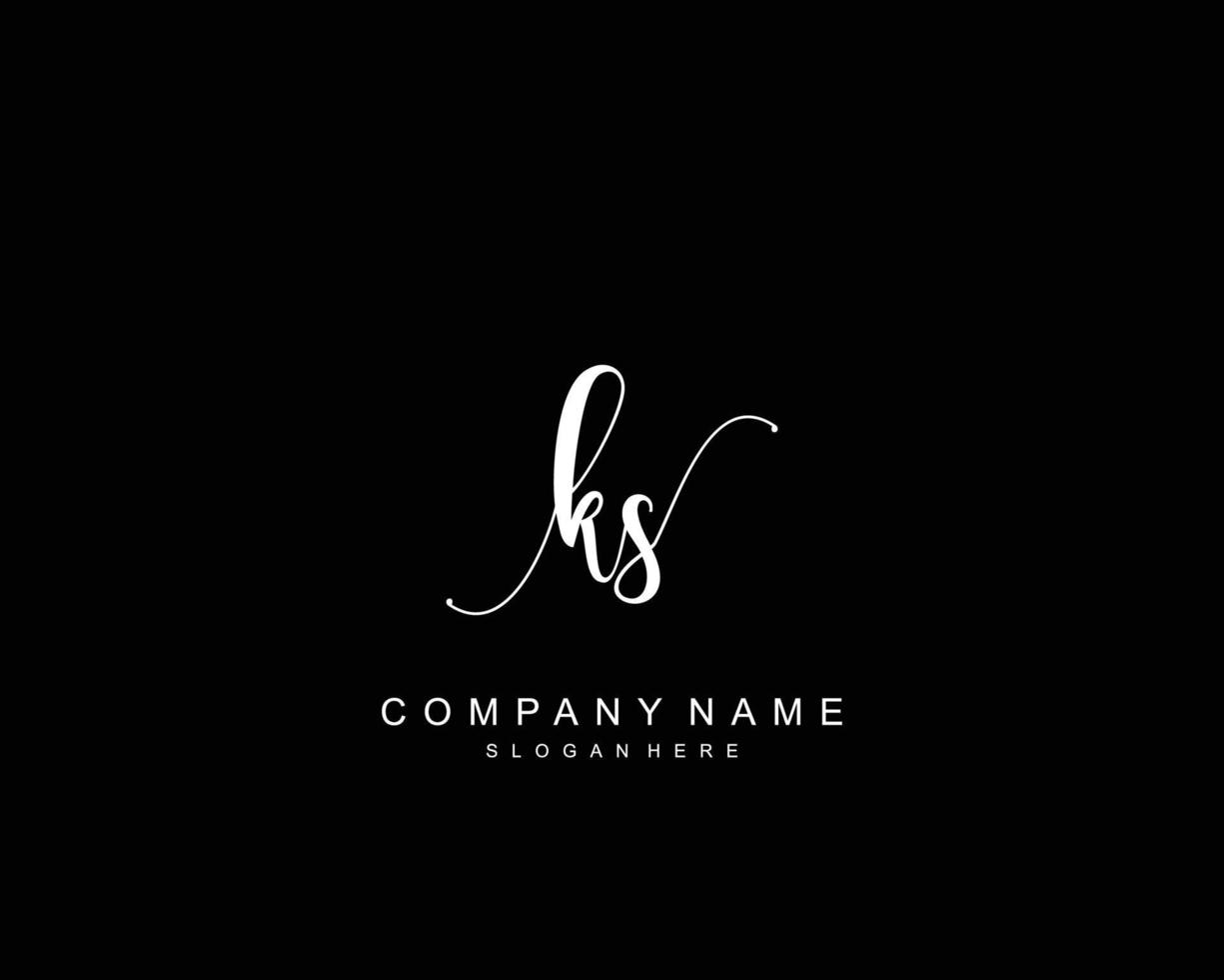 Initial KS beauty monogram and elegant logo design, handwriting logo of initial signature, wedding, fashion, floral and botanical with creative template. vector