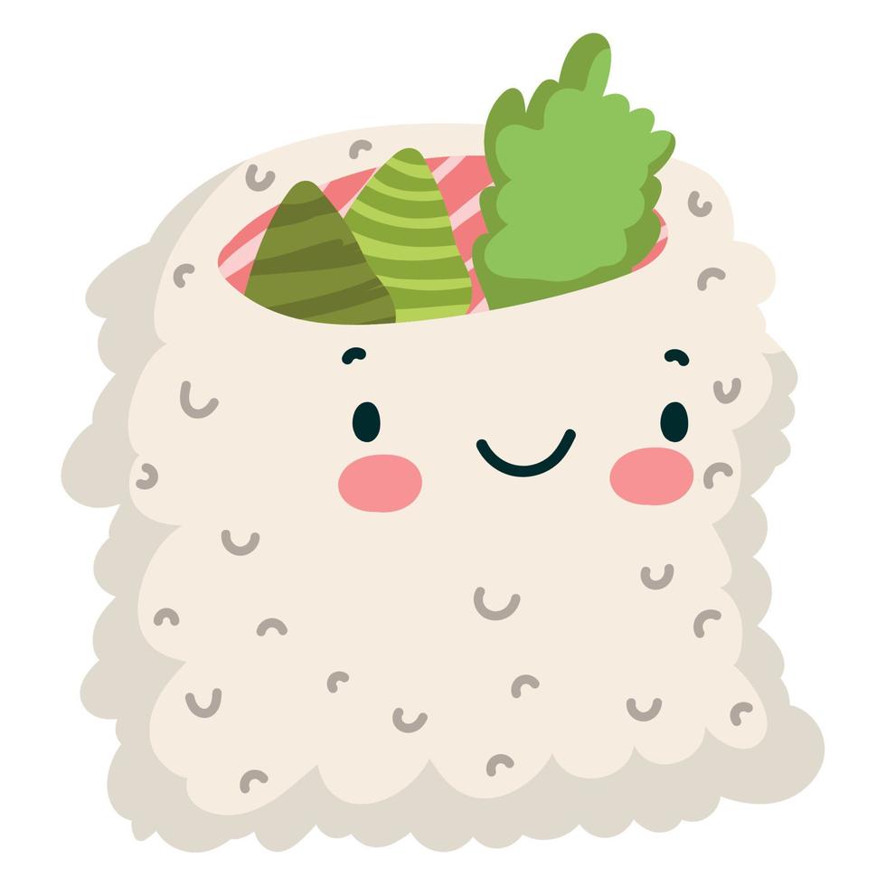 sushi rice kawaii vector