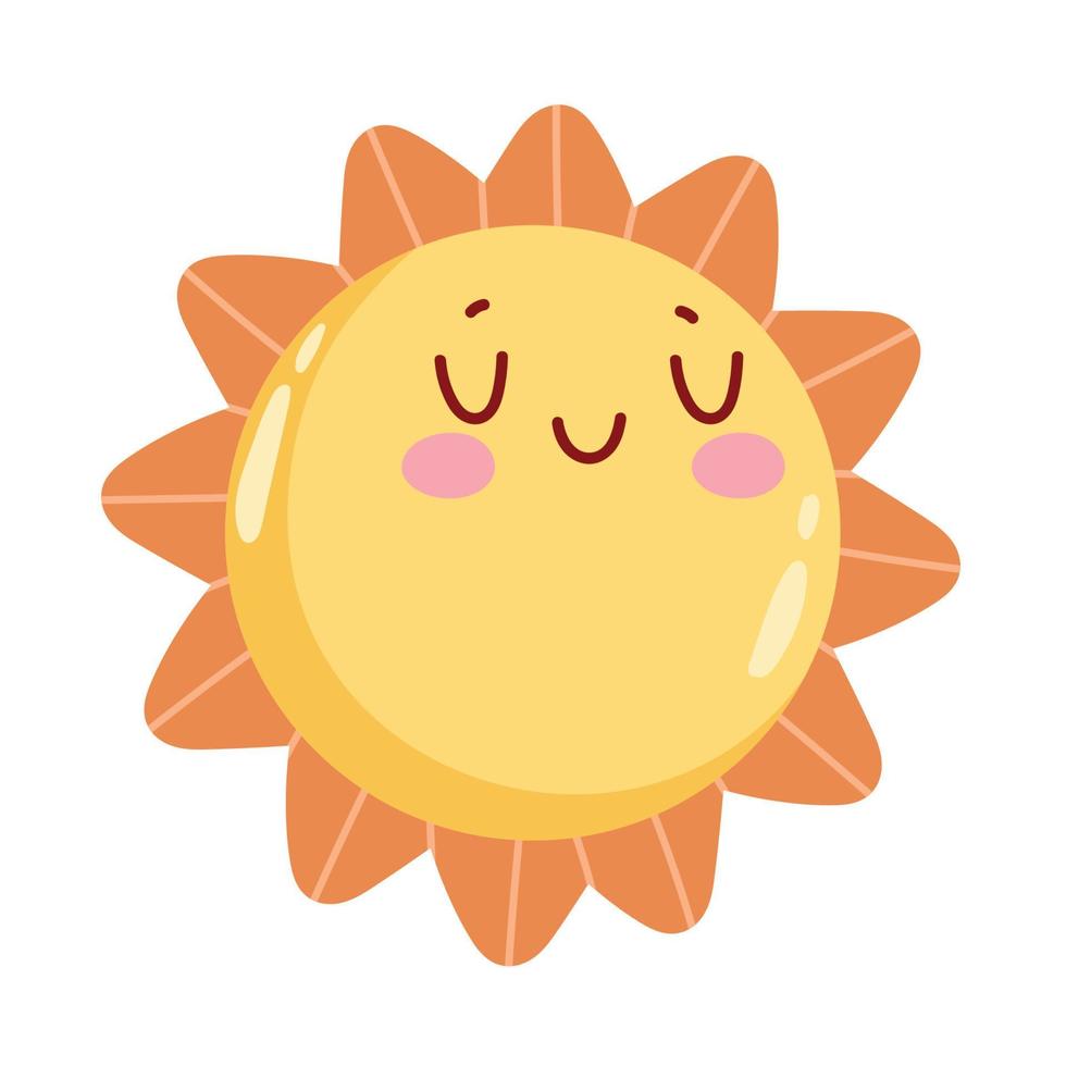 sun kawaii weather vector