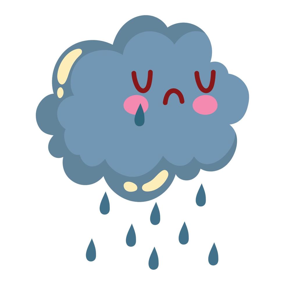 rainy cloud kawaii weather vector