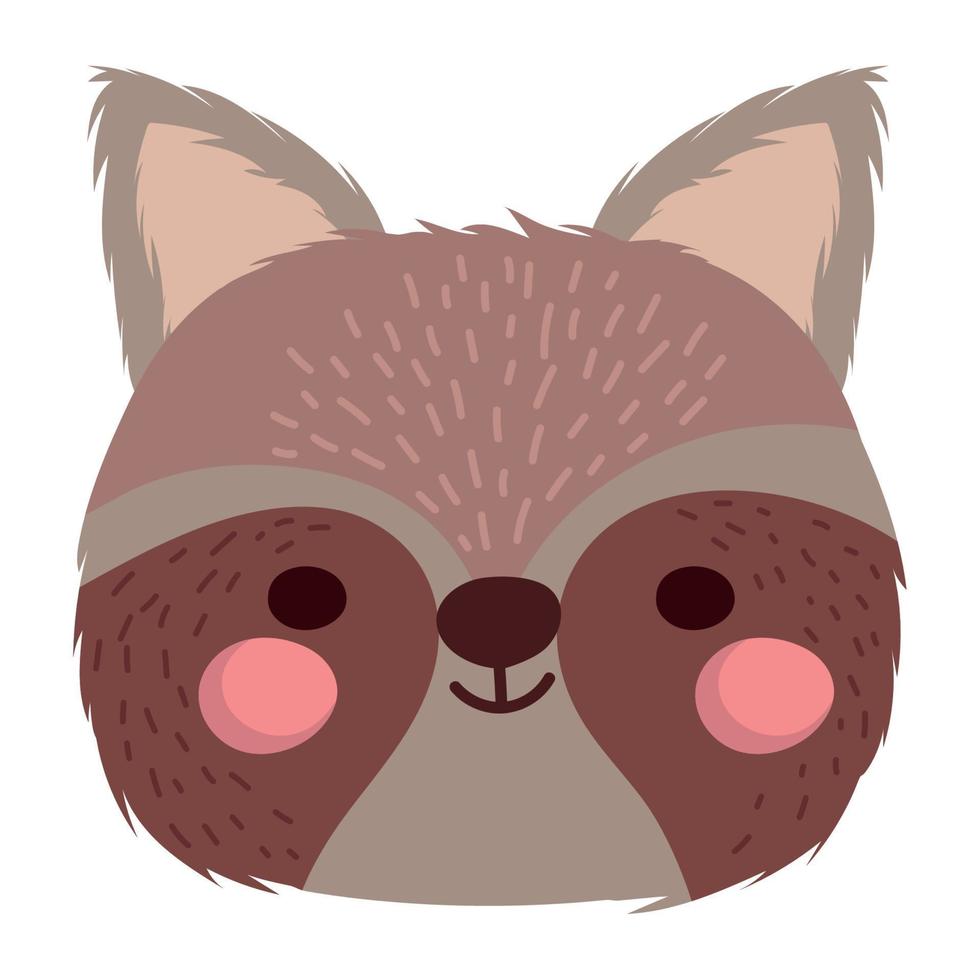 raccoon head cute animal vector