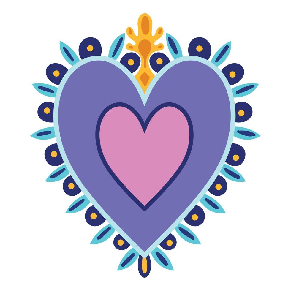 floral heart decoration vector