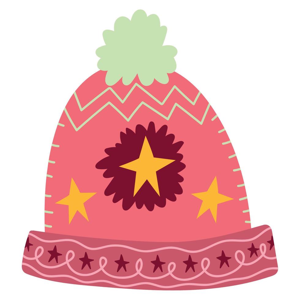 christmas knitted hat vector