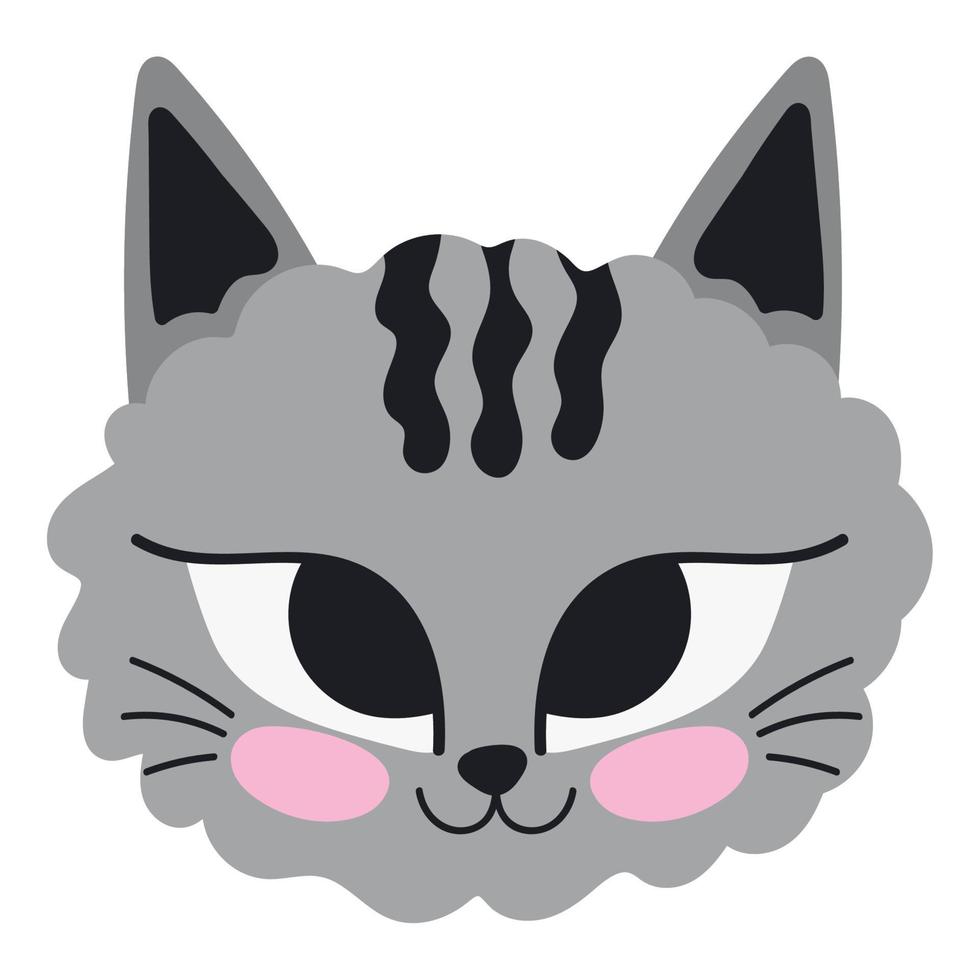 gray cat face vector