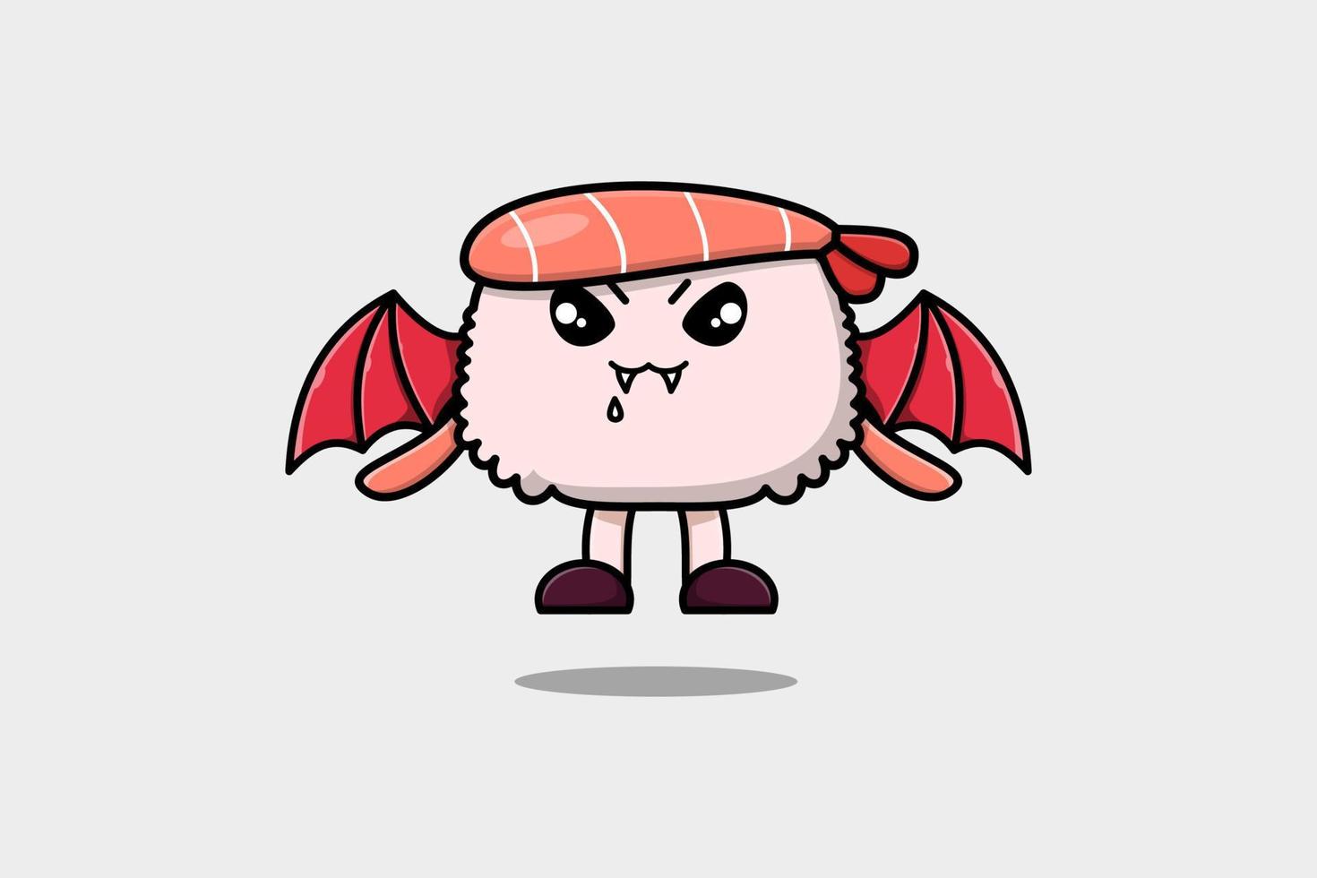 linda mascota dibujos animados sushi camarones personaje drácula vector