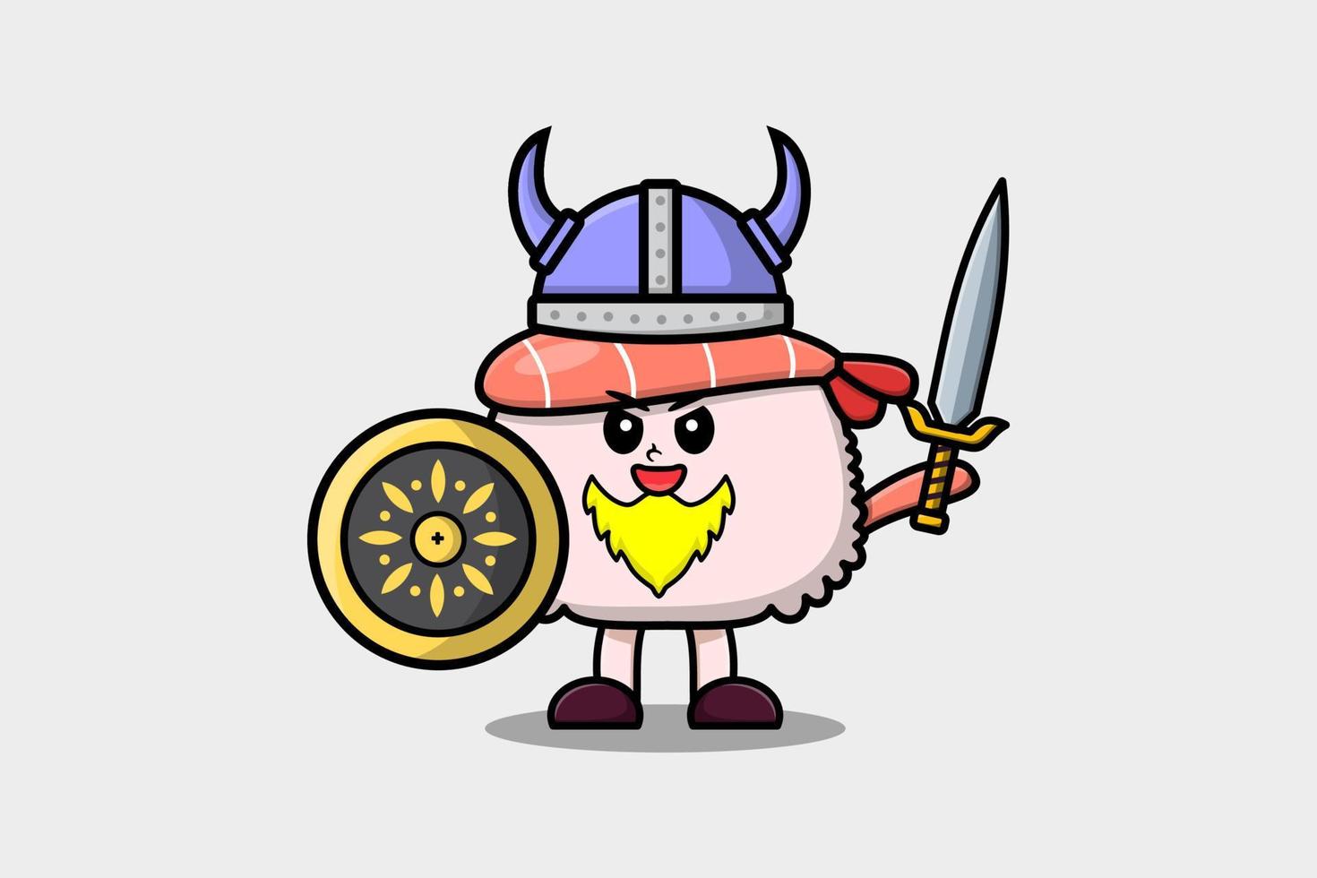 personaje de dibujos animados lindo sushi camarón pirata vikingo vector