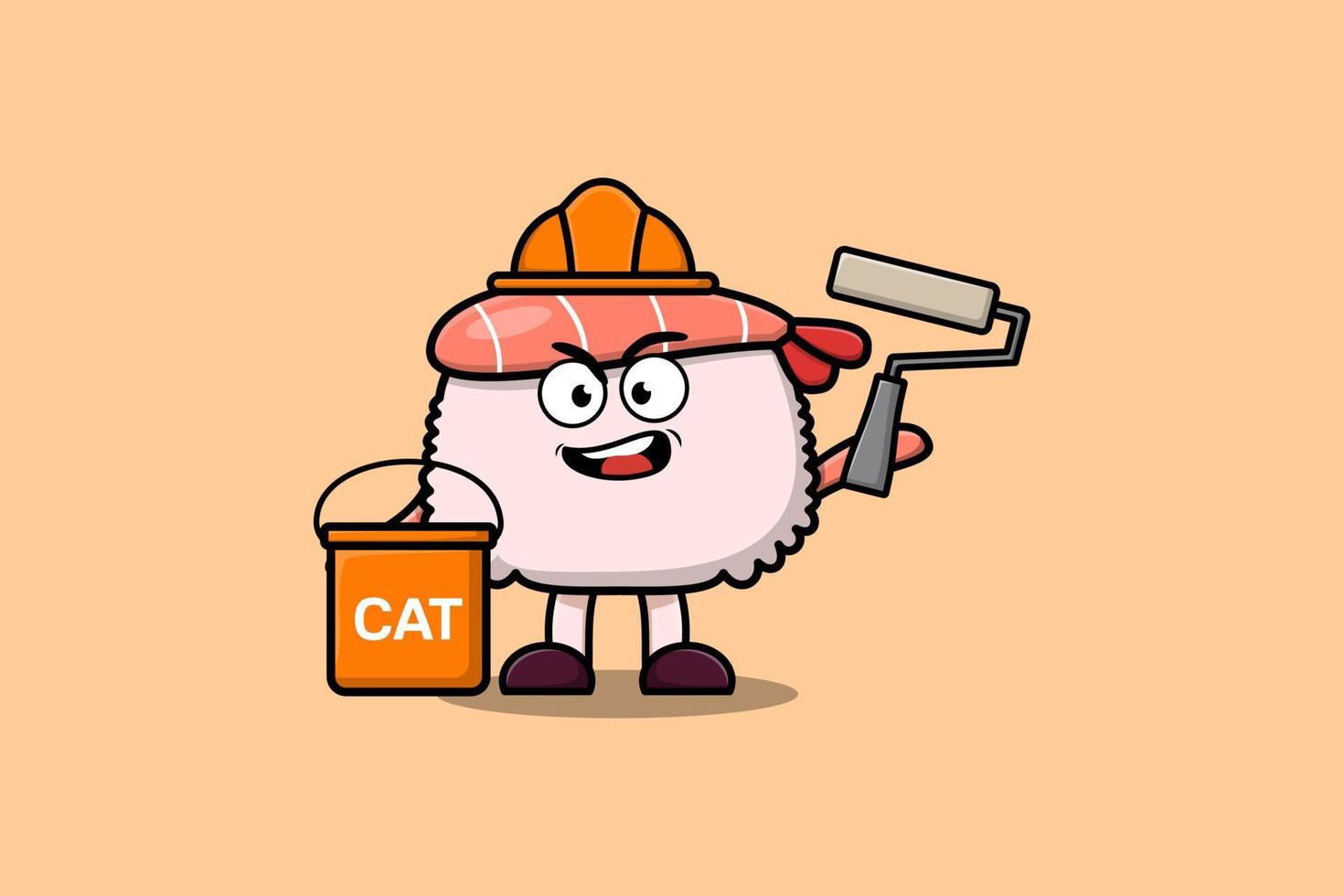 camarones de sushi de dibujos animados lindo como una pintura de constructor vector