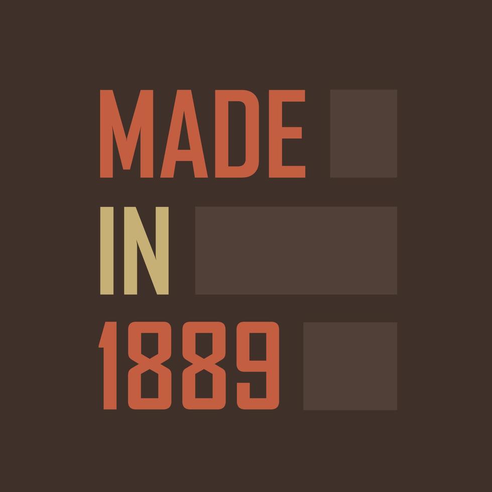 Made in 1889. Birthday celebration for those born in the year 1889 vector