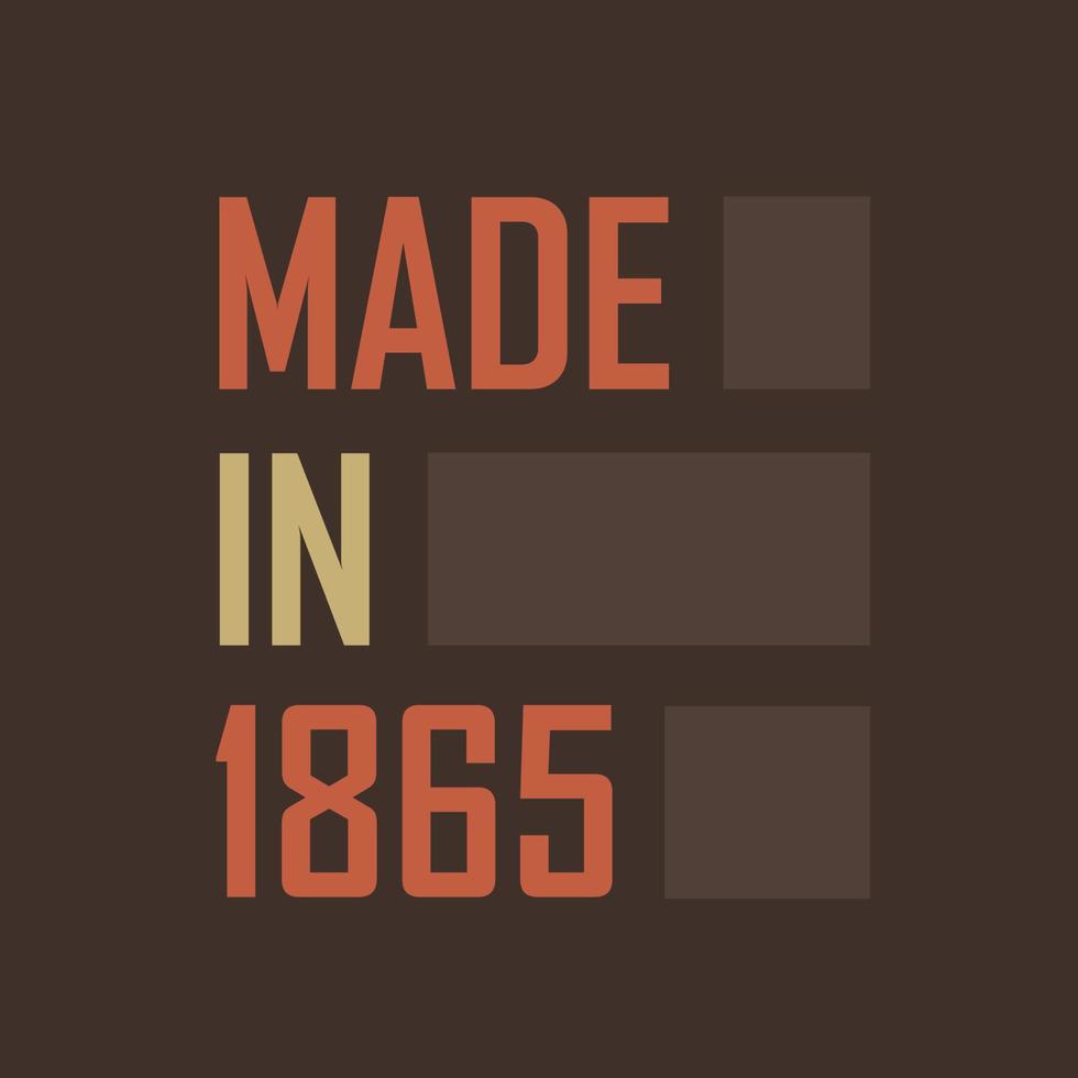 Made in 1865. Birthday celebration for those born in the year 1865 vector