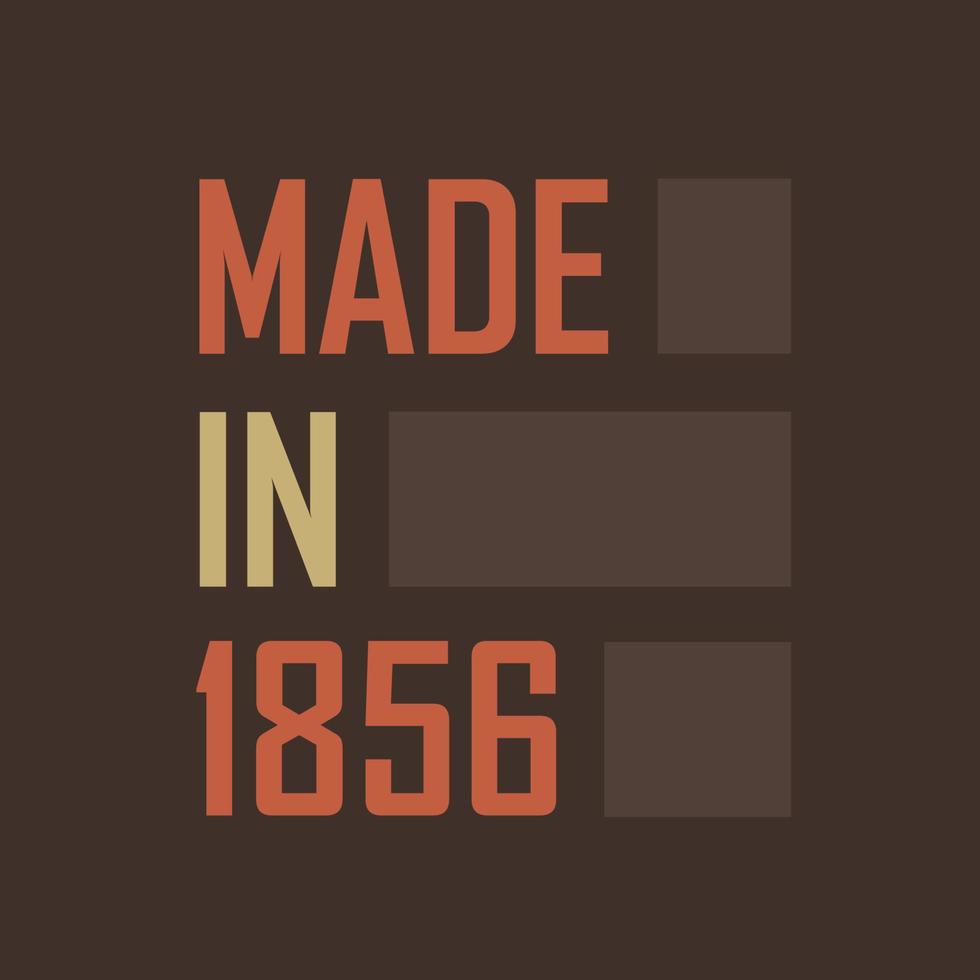 Made in 1856. Birthday celebration for those born in the year 1856 vector