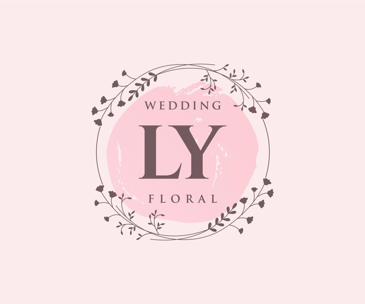 LY Initials letter Wedding monogram logos template, hand drawn modern minimalistic and floral templates for Invitation cards, Save the Date, elegant identity. vector