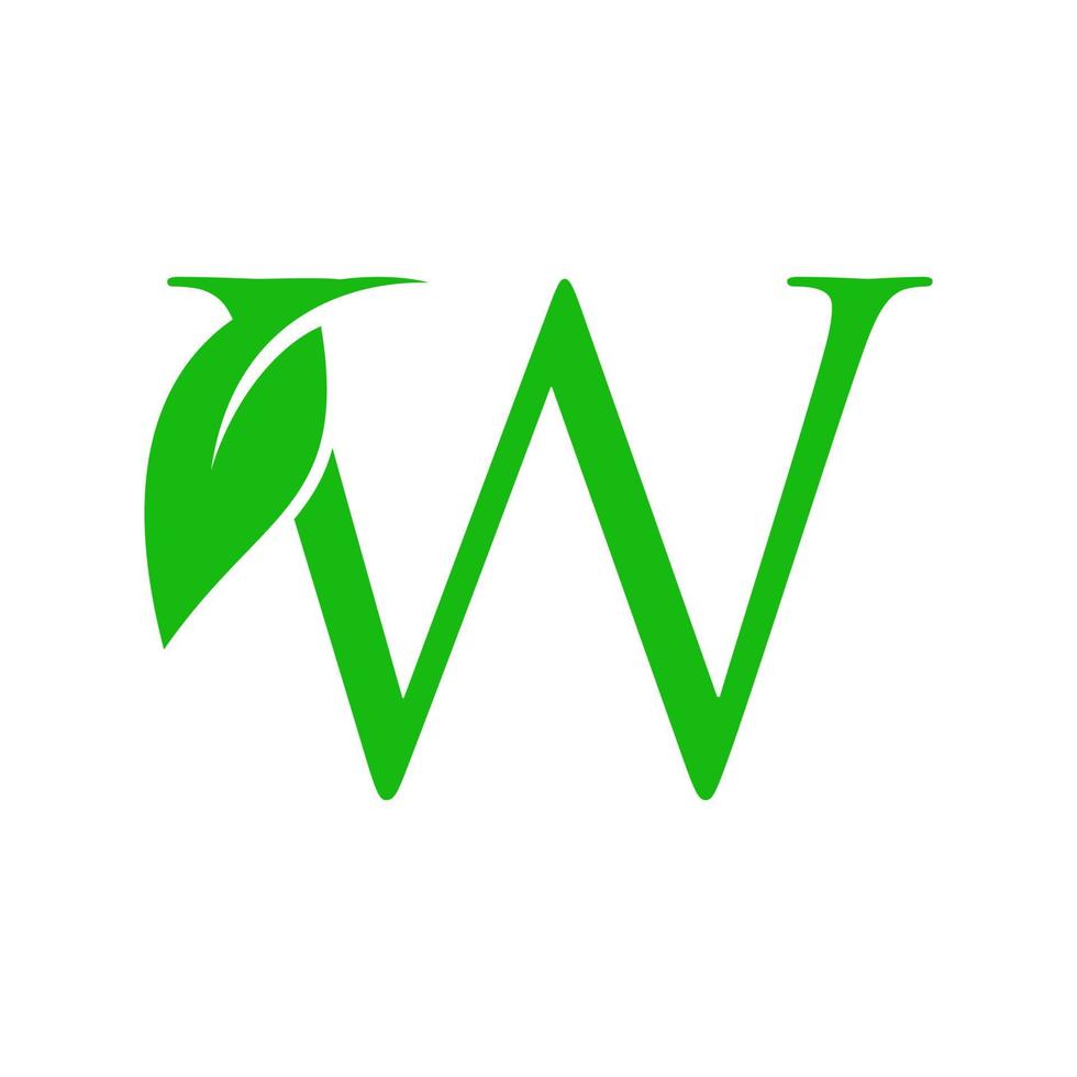 Initial W Luxury Leaf vector