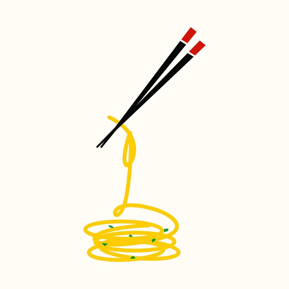 Initial I Noodle and Chopstick vector