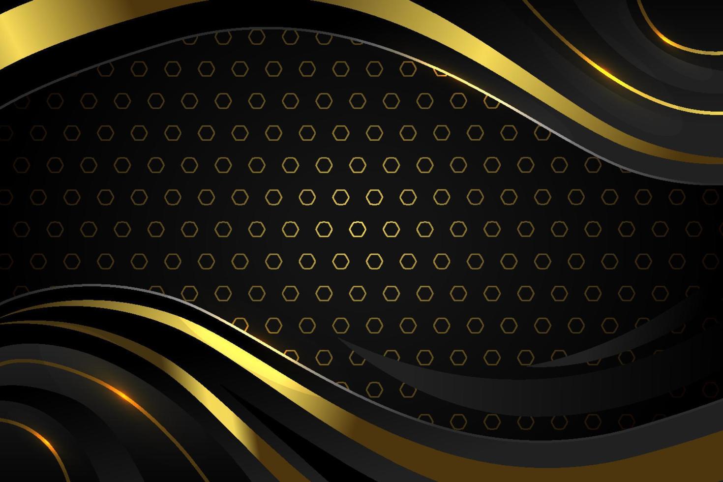 fondo de onda de lujo negro y dorado vector