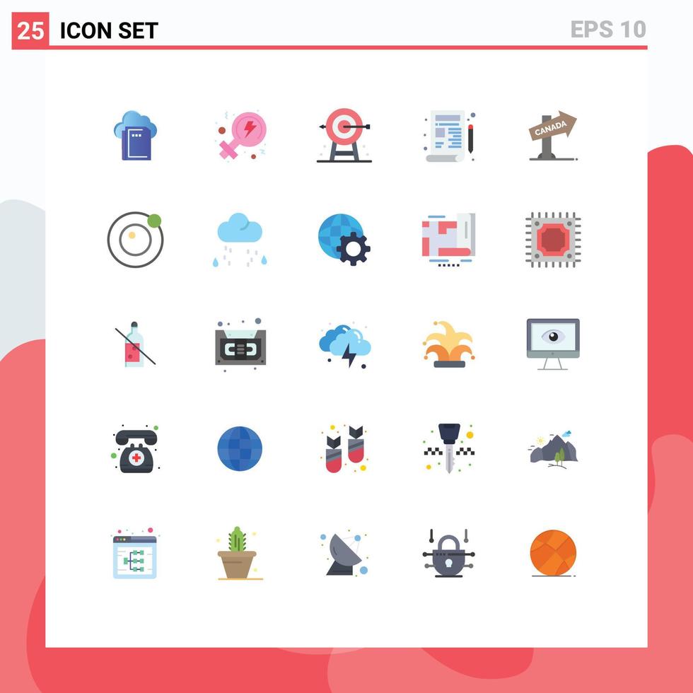 User Interface Pack of 25 Basic Flat Colors of direction drawing corporate development blueprint Editable Vector Design Elements