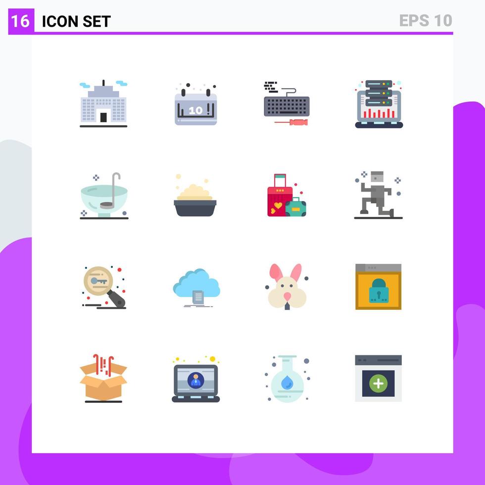 Concepto de 16 colores planos para sitios web móviles y aplicaciones bebida gráfico de estadísticas de teclado web paquete editable de elementos de diseño de vectores creativos
