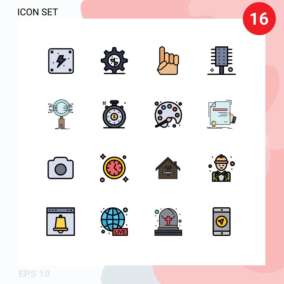 16 User Interface Flat Color Filled Line Pack of modern Signs and Symbols of information analysis usa spa salon cosmetics Editable Creative Vector Design Elements